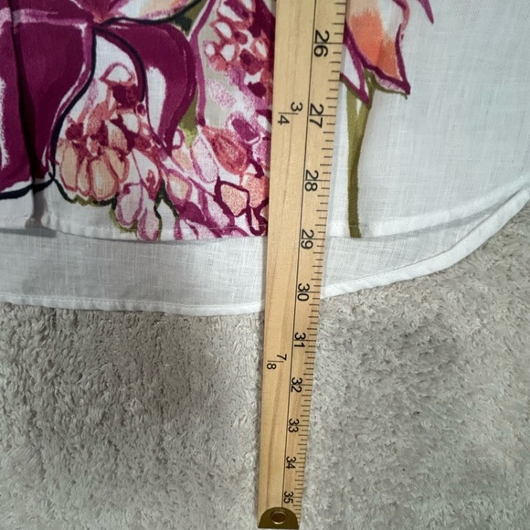 Chico’s No Iron 100% Linen Floral Shirt Button Up Watercolor Tropical Sz 1 Or 8 - Picture 6 of 9
